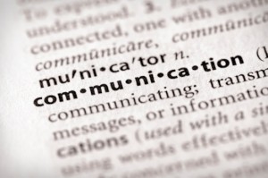 Selective focus on the word 'communication'.